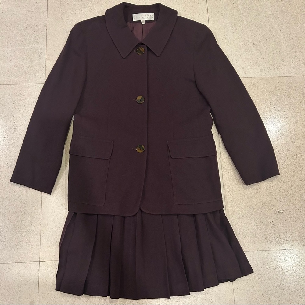 Vintage Charlotte Neuville Wine Wool Crepe Schoolgirl Suit